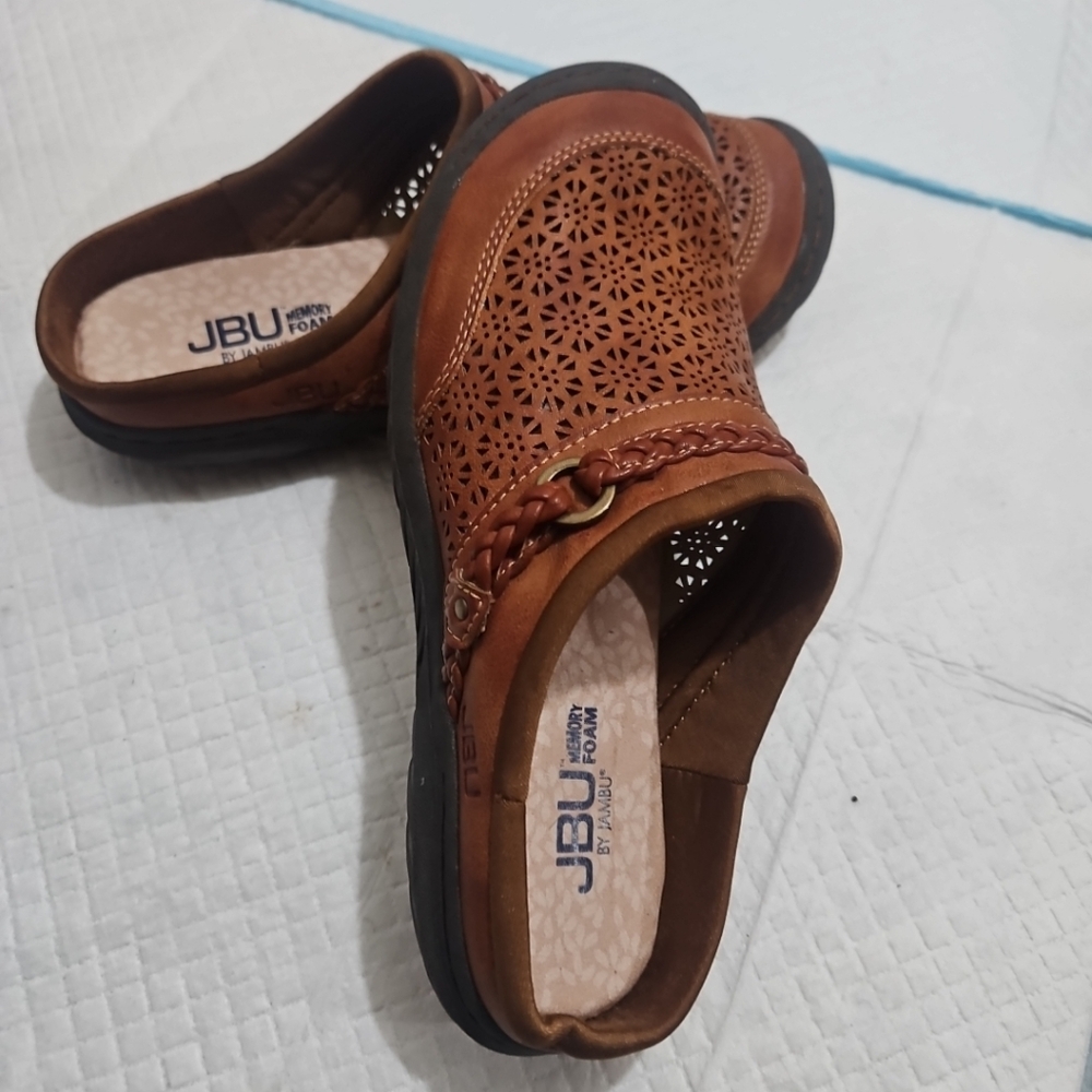 JBU Tan Slip-On Shoes with Cut-Out Design